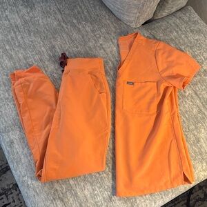 Figs Orange Women's Top and Pants Set